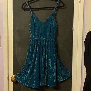 Teal/Turquoise Velvet Skater Dress
